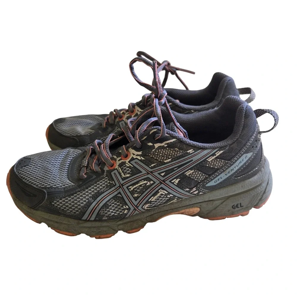 ASICS GEL-Venture 6 Womens Trail Running Shoes Carbon Black Pink T7G6N Size 8